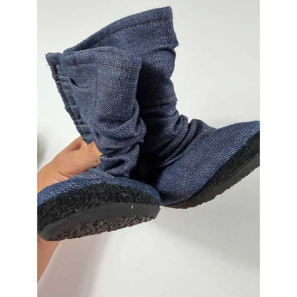 Gracious May Blue Chambray Knot Bow Boots size 7 Toddler